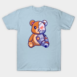 Cute Bear Robot Cyborg Cartoon T-Shirt